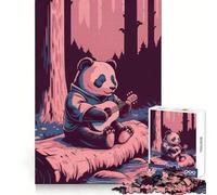 Puzzle Difficile de 1000 pièces représentant Un Panda Jouant de la Guitare dans la forêt, pour Adultes Think Toy, Un Jouet paisible et Amusant, Une œuvre d'art aux découpes nettes (38x26cm)