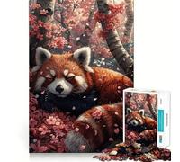 Puzzle Difficile de 1000 pièces représentant Un Panda Roux endormi dans Un Sakura, idéal pour Les Adultes Jeu de logique Pure, activité la Maison, découpe Nette, Joli Cadeau (50x75cm)