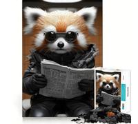 Puzzle Difficile de 1000 pièces représentant Un Panda Roux lisant Le Journal aux Toilettes Idéal pour Adultes Améliore la mémoire, détend l'esprit et Offre Un Cadeau élégant aux Bords Nets (50x75cm)