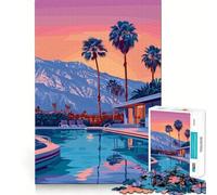 Puzzle Difficile de 1000 pièces représentant Un Paradis au Bord de la Piscine à Palm Springs, idéal pour Adultes Montage Facile et Amusant Cadeau Artistique (38x26cm)