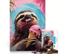 Puzzle Difficile de 1000 pièces représentant Un Paresseux Mangeant Une Glace, pour Adultes Jeu de logique, Lien Familial, découpe de précision, Surprise chaleureuse 50x75cm