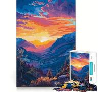 Puzzle Difficile de 1000 pièces représentant Un Paysage de Coucher de Soleil en Montagne, pour Adultes Think Toy, Un Jouet paisible et Amusant, Une œuvre d'art aux découpes nettes (38x26cm)