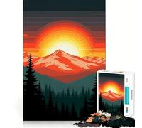 Puzzle Difficile de 1000 pièces représentant Un Paysage de forêt au Coucher du Soleil en Montagne Jeu de logique Solide pour Adultes Bords idéal pour Partager Un Moment Convivial et Offrir en Cadeau