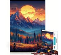 Puzzle Difficile de 1000 pièces représentant Un Paysage de Montagne au Coucher du Soleil, idéal pour Adultes Jeu de logique Solide, Simple et Amusant, découpe de précision, Cadeau de Noël (38x52cm)