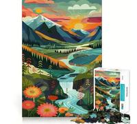 Puzzle Difficile de 1000 pièces représentant Un Paysage de Montagne avec Cascade, destiné aux Adultes Think Toy Propose des Puzzles apaisants et Amusants, aux découpes nettes et précises (50x75cm)