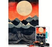 Puzzle Difficile de 1000 pièces représentant Un Paysage de Montagne et de Lune, idéal pour Adultes Think Toy, Un Jouet paisible et Amusant, Une œuvre d'art aux découpes nettes (38x52cm)