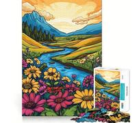 Puzzle Difficile de 1000 pièces représentant Un Paysage de Montagne et de rivière idéal pour Les Adultes Jeu de logique Solide Parfait pour Partager Un Moment Convivial Bords Nets