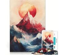 Puzzle Difficile de 1000 pièces représentant Un Paysage de Montagne sous Le Soleil Rouge idéal pour Les Adultes Jeu de logique et d'adresse à Partager en Famille Découpe précise Pièce de Collection