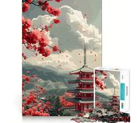 Puzzle Difficile de 1000 pièces représentant Un Paysage de pagodes japonaises, idéal pour Adultes Montage Facile et Amusant Cadeau Artistique (38x52cm)