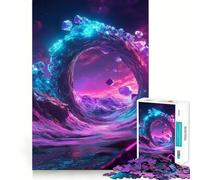Puzzle Difficile de 1000 pièces représentant Un Paysage de Portail de Cristal néon, idéal pour Adultes Think Toy, Un Jouet paisible et Amusant, Une œuvre d'art aux découpes nettes (50x75cm)