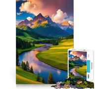 Puzzle Difficile de 1000 pièces représentant Un Paysage de rivière et de Montagne, pour Adultes Think Toy, Un Jouet paisible et Amusant, Une œuvre d'art aux découpes nettes (50x75cm)