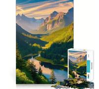 Puzzle Difficile de 1000 pièces représentant Un Paysage de rivière et de Montagne, pour Adultes Think Toy, Un Jouet paisible et Amusant, Une œuvre d'art aux découpes nettes (38x26cm)