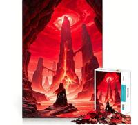 Puzzle Difficile de 1000 pièces représentant Un Paysage Fantastique de Lave Rouge avec Un Guerrier (38x26cm), idéal pour Adultes Un Casse-tête Relaxant et apaisant, Un Cadeau Original