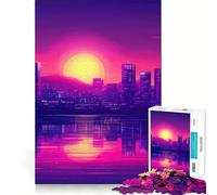 Puzzle Difficile de 1000 pièces représentant Un Paysage Urbain au Coucher du Soleil, idéal pour Adultes Jeu de logique, Lien Familial, découpe de précision et Surprise chaleureuse 38x26cm