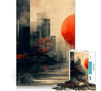Puzzle Difficile de 1000 pièces représentant Un Paysage Urbain au Coucher du Soleil Rouge idéal pour Adultes et Stimulant intellectuel Un Cadeau raffiné et de qualité pour des Moments de détente