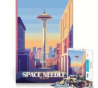 Puzzle Difficile de 1000 pièces représentant Un Paysage Urbain avec la Space Needle, idéal pour Adultes Un Casse-tête Relaxant et apaisant, Un Cadeau Original (38x52cm)