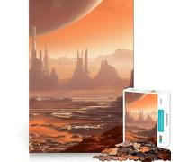 Puzzle Difficile de 1000 pièces représentant Un Paysage Urbain de Mars, la planète Rouge, pour Adultes Jeu de logique et d'adresse, à Partager en Famille Découpe précise Pièce de Collection (38x52cm)