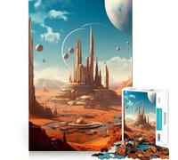 Puzzle Difficile de 1000 pièces représentant Un Paysage Urbain de Mars, la planète Rouge, pour Adultes Jeu de logique Fine, Relaxant et Amusant, Bords Nets, (38x26cm)