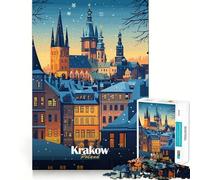 Puzzle Difficile de 1000 pièces représentant Un Paysage Urbain enneigé de Cracovie idéal pour Adultes Un défi intellectuel Stimulant et Un Jeu de réflexion Découpe précise Un Cadeau mémorable