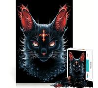 Puzzle Difficile de 1000 pièces représentant Un Portrait de Chat Noir Mystique pour Adultes Think Toy Un Jouet paisible et Amusant aux découpes nettes et précises Une œuvre d'art de qualité (50x75cm)