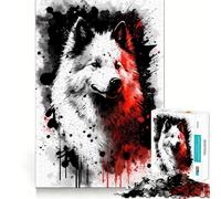 Puzzle Difficile de 1000 pièces représentant Un Portrait de Chien Samoyède, idéal pour Adultes Jeu de logique et d'adresse, à Partager en Famille Pièce de Collection aux découpes précises (38x52cm)