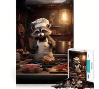 Puzzle Difficile de 1000 pièces représentant Un Raton Laveur cuisinant dans Une Cuisine idéal pour Adultes Un défi intellectuel Stimulant et Un Jeu de réflexion Découpe précise Un Cadeau mémorable