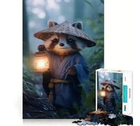 Puzzle Difficile de 1000 pièces représentant Un Raton Laveur en Kimono avec Une Lanterne, idéal pour Adultes Améliore la mémoire, détend l'esprit et Offre Un Cadeau élégant aux Bords Nets (38x26cm)