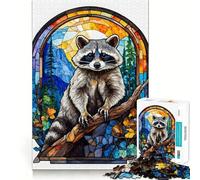 Puzzle Difficile de 1000 pièces représentant Un Raton Laveur en Plein Paysage, idéal pour Adultes Améliore la mémoire, détend l'esprit et Offre Un Cadeau élégant aux Bords Nets (38x52cm)