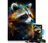 Puzzle Difficile de 1000 pièces représentant Un Raton Laveur, idéal pour Adultes Améliore la mémoire, détend l'esprit et Offre Un Cadeau élégant aux Bords Nets (38x52cm)