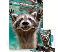 Puzzle Difficile de 1000 pièces représentant Un Raton Laveur sous l'eau, idéal pour Adultes Un Jeu Stimulant et Relaxant, aux découpes précises, Un Cadeau mémorable (50x75cm)