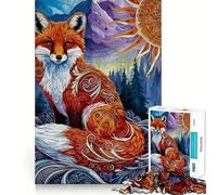 Puzzle Difficile de 1000 pièces représentant Un Renard orné dans Un Paysage de Montagne, idéal pour Adultes Ce Puzzle stimule la mémoire, facilite l'assemblage et Offre Un Cadeau Artistique (50x75cm)