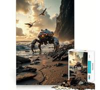 Puzzle Difficile de 1000 pièces représentant Un Robot sur la Plage au Coucher du Soleil, idéal pour Les Adultes Un Jeu intellectuel Stimulant et de qualité, Un Cadeau raffiné (38x52cm)