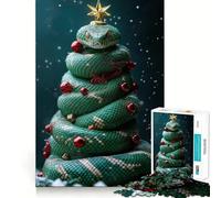 Puzzle Difficile de 1000 pièces représentant Un Serpent et Un Sapin de Noël, idéal pour Adultes Améliore la mémoire, détend l'esprit et Offre Un Cadeau élégant aux Bords Nets (50x75cm)