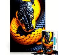 Puzzle Difficile de 1000 pièces représentant Un Serpent Noir et Jaune, idéal pour Adultes Jeu Intelligent, Amusant et précis Cadeau Artistique 38x26cm