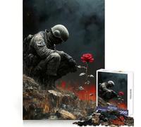 Puzzle Difficile de 1000 pièces représentant Un Soldat et Une Rose dans Un Paysage de Guerre idéal pour Adultes Améliore la mémoire détend l'esprit et Offre Un Cadeau élégant aux Bords Nets (38x26cm)