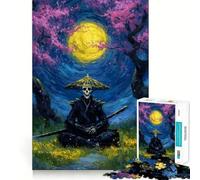 Puzzle Difficile de 1000 pièces représentant Un Squelette de samouraï sous des cerisiers en Fleurs (50x75cm), idéal pour Adultes Jeu de logique et d'adresse, à Partager en Famille Pièce de Collection