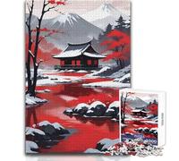 Puzzle Difficile de 1000 pièces représentant Un Temple Japonais en Hiver, idéal pour Adultes Jeu éducatif Stimulant la réflexion Cadeau Unique et Sentimental Dimensions:38x52cm