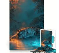 Puzzle Difficile de 1000 pièces représentant Un Tigre au Bord de l'eau, idéal pour Les Adultes Jeu de logique et d'adresse, à Partager en Famille Découpe précise Pièce de Collection (38x52cm)