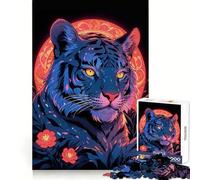 Puzzle Difficile de 1000 pièces représentant Un Tigre néon, idéal pour Les Adultes Développez Votre logique, jouez Ensemble et créez Un Cadeau créatif et Amusant (50x75cm)