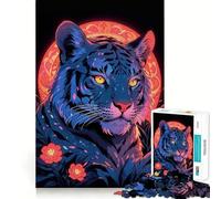 Puzzle Difficile de 1000 pièces représentant Un Tigre néon, idéal pour Les Adultes Développez Votre logique, jouez Ensemble et créez Un Cadeau créatif et Amusant (50x75cm)