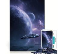 Puzzle Difficile de 1000 pièces représentant Un Vaisseau Spatial survolant des planètes, idéal pour Adultes 38x26cm 38x26cm