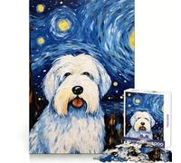 Puzzle Difficile de 1000 pièces représentant Un Vieux Bobtail Anglais (38x52cm) pour Adultes Stimule la mémoire, Jeu apaisant et découpe de qualité supérieure Idéal comme Cadeau