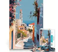 Puzzle Difficile de 1000 pièces représentant Un Village Grec de l'île de Rhodes, idéal pour Adultes Un Casse-tête Relaxant et apaisant, Un Cadeau Original (38x52cm)
