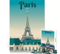 Puzzle Difficile de 1000 pièces représentant Une Affiche de Voyage à Paris,idéal pour Adultes Développez Votre mémoire,détendez-Vous et offrez-Vous Un Moment de Plaisir Bords Nets Idée Cadeau de Noël