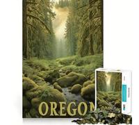 Puzzle Difficile de 1000 pièces représentant Une Affiche de Voyage sur Le Sentier forestier de l'Oregon, idéal pour Adultes Jeu Intelligent, à réaliser chez soi, à Assembler Cadeau Festif (38x52cm)