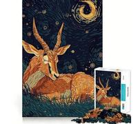 Puzzle Difficile de 1000 pièces représentant Une Antilope au Repos sous Un Ciel étoilé, idéal pour Adultes Découpe Lisse et agréable Cadeau Classique (38x26cm)