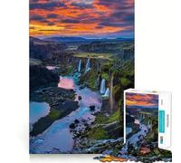 Puzzle Difficile de 1000 pièces représentant Une Cascade au Coucher du Soleil, idéal pour Adultes Un Jouet paisible et Amusant, aux découpes nettes et précises (38x52cm)