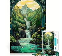 Puzzle Difficile de 1000 pièces représentant Une Cascade au Coucher du Soleil surréaliste idéal pour Adultes Renforce la mémoire soulage Le Stress et Offre des Bords de qualité supérieure Pièce d'art