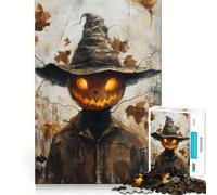 Puzzle Difficile de 1000 pièces représentant Une Citrouille avec Un Chapeau et Une Veste idéal pour Les Adultes Jeu de logique Solide Simple et Amusant découpe de précision Cadeau de Noël (38x52cm)