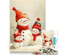 Puzzle Difficile de 1000 pièces représentant Une Famille de bonhommes de Neige et Une scène hivernale idéal pour Adultes Jeu de logique Pure activité la Maison découpe Nette Joli Cadeau (38x26cm)